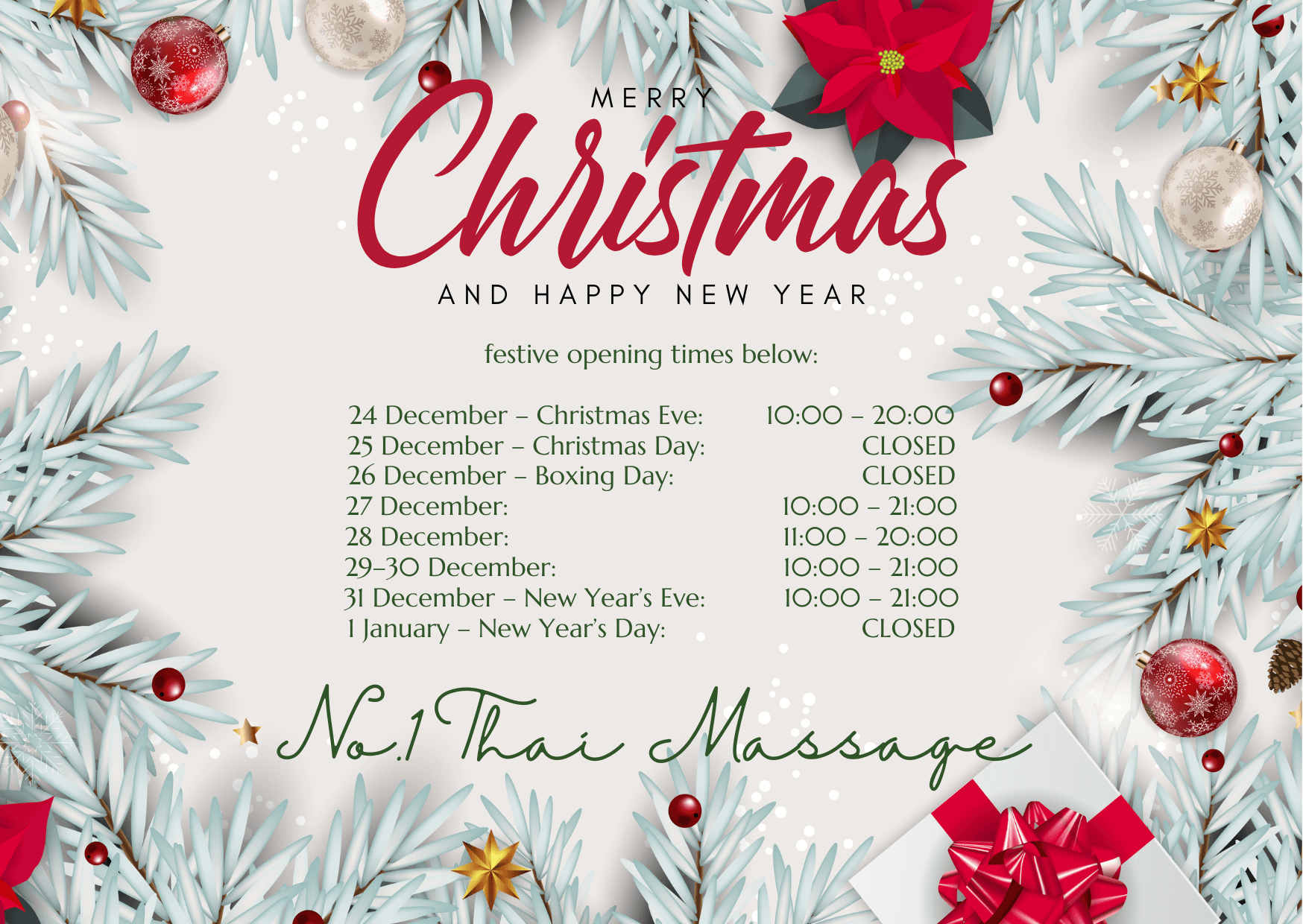 festive opening times